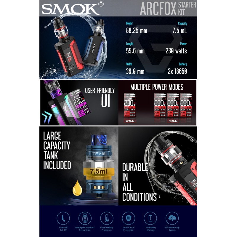 coils for smok arcfox SMOK ARCFOX 230W TC Starter Kit – KMG Imports main image 0
