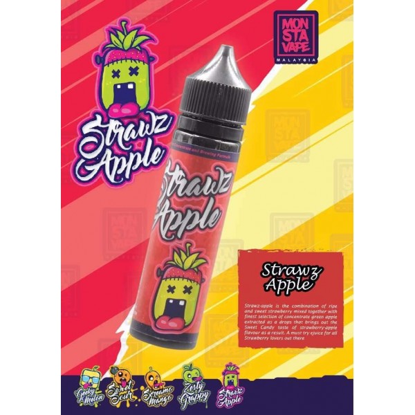 Monsta Vape - Strawz Apple 60ML (LOW MINT)